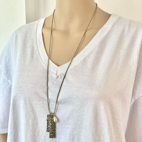 Splendid Iris Cross Necklace 29 Inch Gold & Silver Tone Ball Chain Faith Pendant - Picture 4 of 12